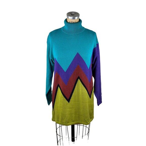 1980s turtleneck cotton sweater by Anne Klein Knitwear Size S/M/L - Picture 1 of 5